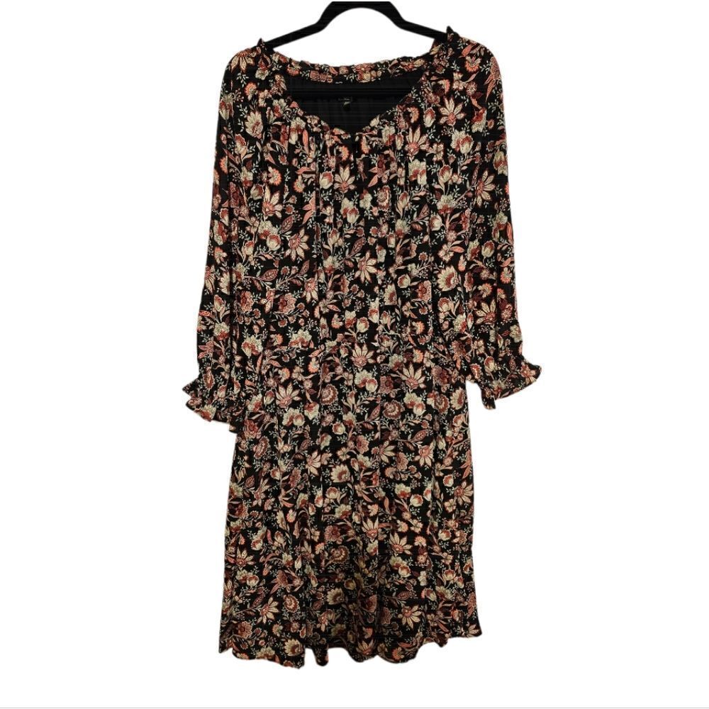 TALBOTS‎ Bracelet Sleeve Autumn Garden Midi Dress - Petite Large